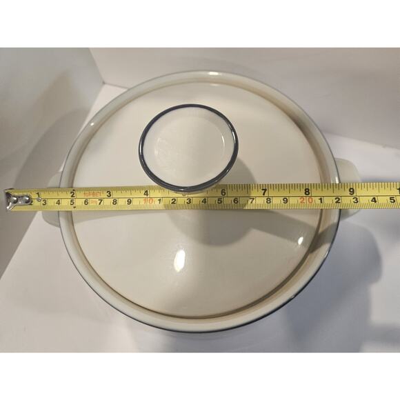 Noritake Fjord 2.25 Qt Round Covered Casserole Blue White Primastone Small Chip - Picture 3 of 6